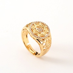 new women's hand jewelry round hollow copper plated real gold ring