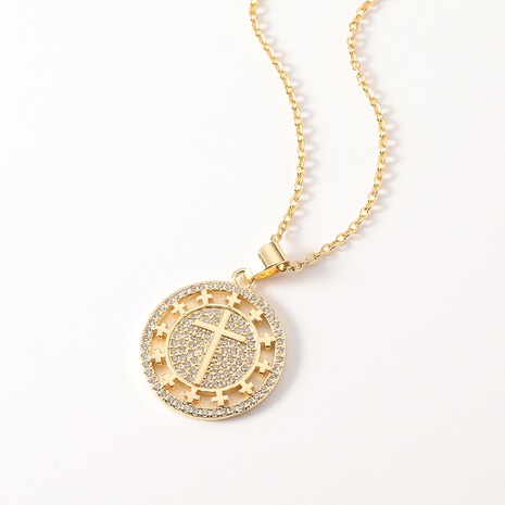 New Religious Cross Pendant Women's Copper Necklace Wholesale's discount tags