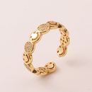 Cute smiling face copper plated 18K gold diamond geometric tail ringpicture7