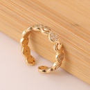 Cute smiling face copper plated 18K gold diamond geometric tail ringpicture8