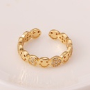 Cute smiling face copper plated 18K gold diamond geometric tail ringpicture9