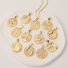 fashion twelve constellation pendant copper plated 18K gold retro necklace