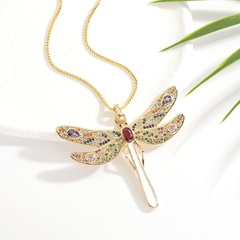 new women's copper micro-encrusted zircon pendant insect dragonfly necklace
