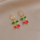 Cute small rhinestones cherry copper fruit earringspicture7