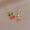 Cute small rhinestones cherry copper fruit earringspicture9