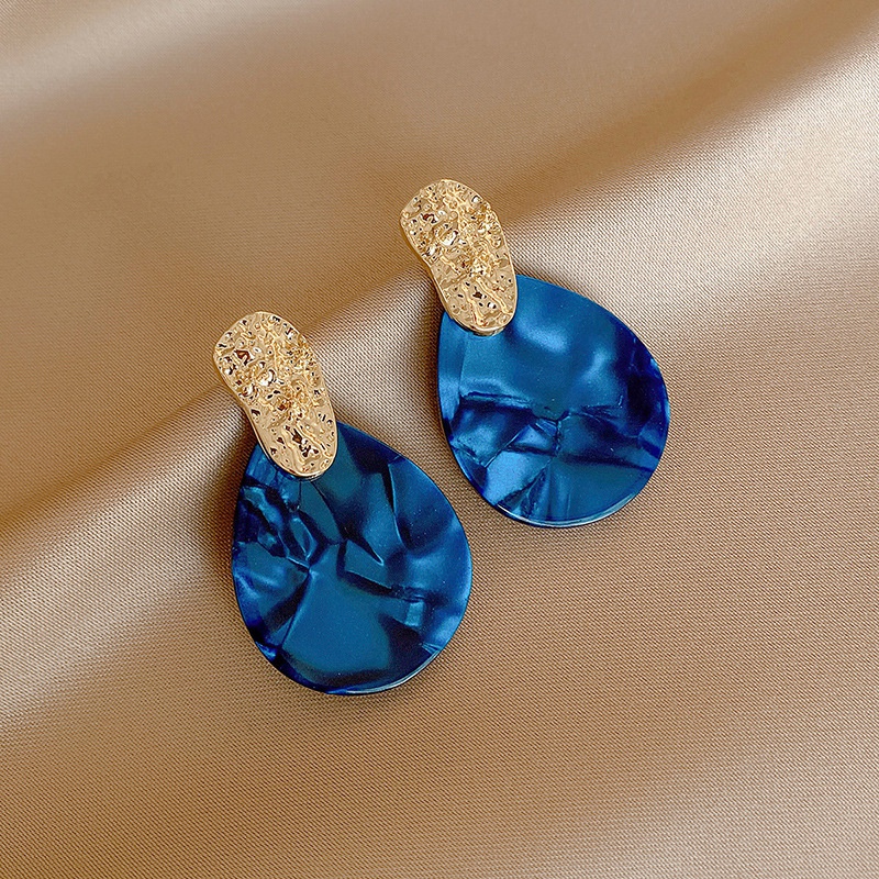 Fashion retro acrylic pleated water drop geometric alloy earrings wholesale