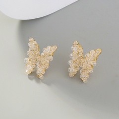 jewelry hand-wound transparent crystal beads wing butterfly alloy earrings