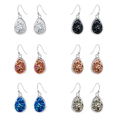 Fashion colorful water drop crystal cluster alloy earrings