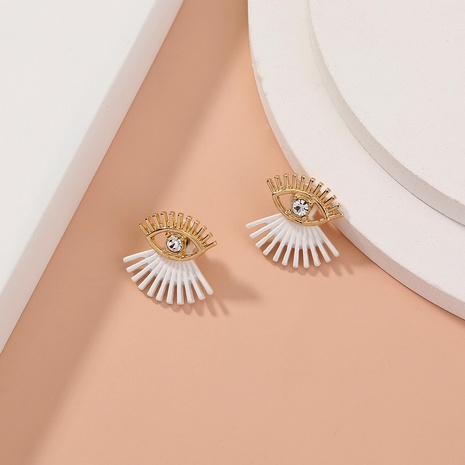 Fashion jewelry diamond rhinestone eyelashes alloy earrings's discount tags