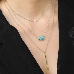 fashion simple natural turquoise accessories long pendant multi-layer necklace