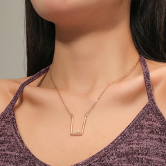 creative simple alloy U-shaped pearl geometric necklace wholesale