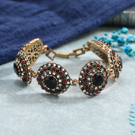 bracelet de style ethnique rétro avec coutures rondes en diamants's discount tags