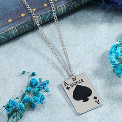 punk creative geometric playing card spades A alloy necklace