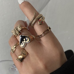 new fashion dripping butterfly snake-shaped 6-piece dice alloy ring