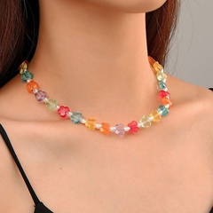 chaîne de clavicule de perles acryliques transparentes de bohème de papillon de résine colorée de mode