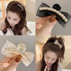 Douyin with the same super flash rhinestone bow clip female side hairpin bangs clip high ponytail fixed artifact hairpin