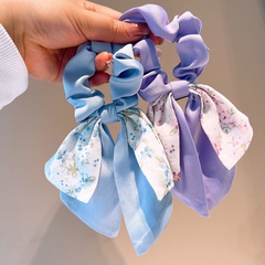 fashion simple floral color matching bow ribbon hair ring