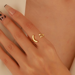 simple creative smiley face open copper index finger ring