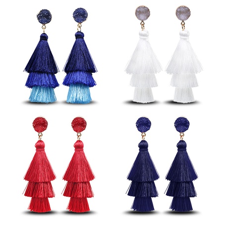 new retro ethnic style crystal cluster multi-layer gradient tassel earrings's discount tags