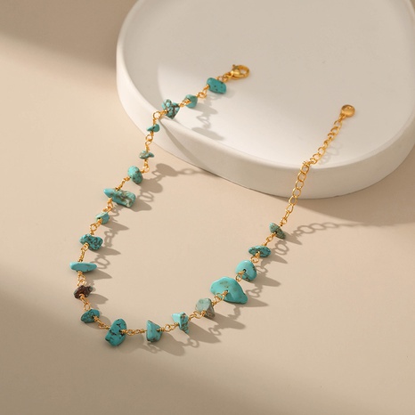 bracelet de cheville de style ethnique cuivre turquoise plaqué or 18 carats's discount tags
