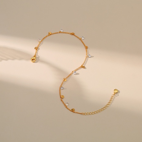 bracelet de cheville en chaîne de jambe plaqué or 18 carats en cuivre à sequins géométriques de nouveau style's discount tags
