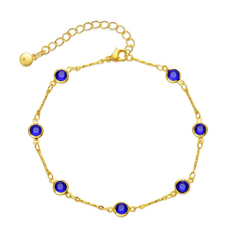 2022 nouveau bracelet de cheville en zircon bleu royal plaqué or 18 carats's discount tags