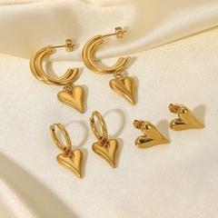 New Fashion 14K Gold Plated Stainless Steel Heart Pendant Earrings Women's Jewelry