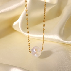 Collier en acier inoxydable plaqué or 18 carats avec pendentif en perles de sirène à la mode