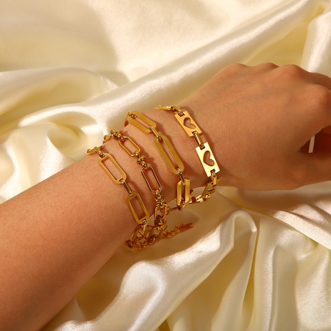 Armband aus 18 Karat vergoldetem Edelstahl mit einfacher Hohlkette und Kreuzschnalle's discount tags