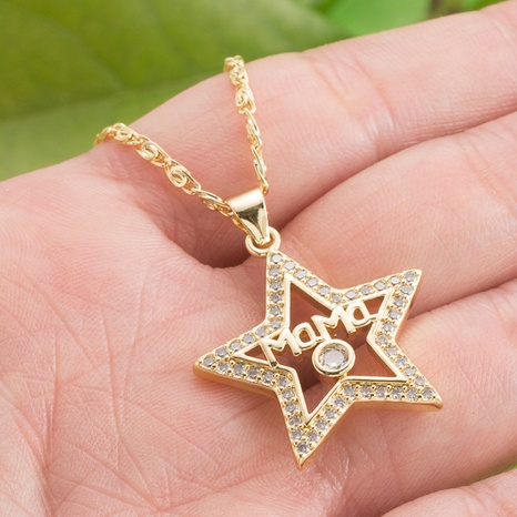 fashion MAMA five-pointed star pendant copper inlaid zirconium necklace's discount tags