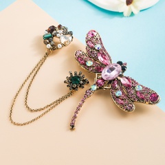 Fashion rhinestone dragonfly brooch double women's clothing accessories