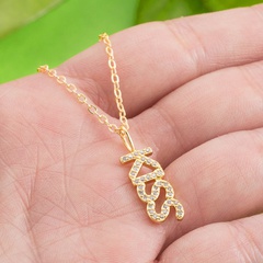 fashion letter copper inlaid zircon real gold electroplating necklace mother's day gift