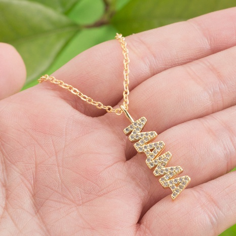 Letter MAMA zircon copper necklace letter pendant fashion mother's day gift's discount tags