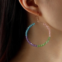 Boucles d'oreilles bohême exagérées en cristal de résine colorée pour femmes à grand cercle