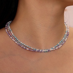 Modische geometrische Perlenkette in Kontrastfarbe für Frauen
