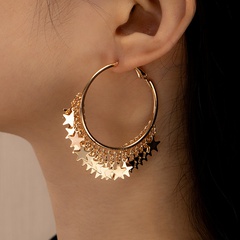 fashion gold circle tassel geometric five-pointed star women's earrings wholesale