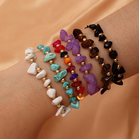 bracelet en perles de pierre de forme spéciale rétractable de couleur de style bohème's discount tags