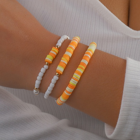 bracelet de couleur de contraste de perles de poterie souple élastique géométrique de style ethnique's discount tags