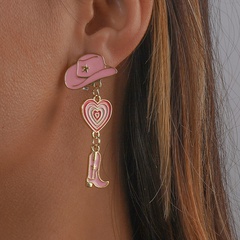 Fashion alloy modern hat heart-shaped cowboy boots drip oil multi-layer earrings