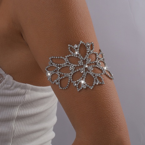 fashion hollow flower rhinestone necklace arm ring's discount tags