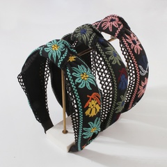 Fashion ethnic simple embroidery sunflower headband fabric lace sweet hair accessories women