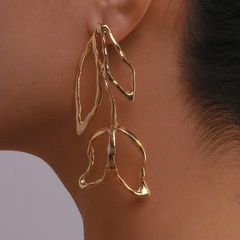 Fashion accessories alloy hollow flower leaf long earrings