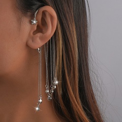 Fashion ear hanging chain tassel rhinestone long alloy earrings