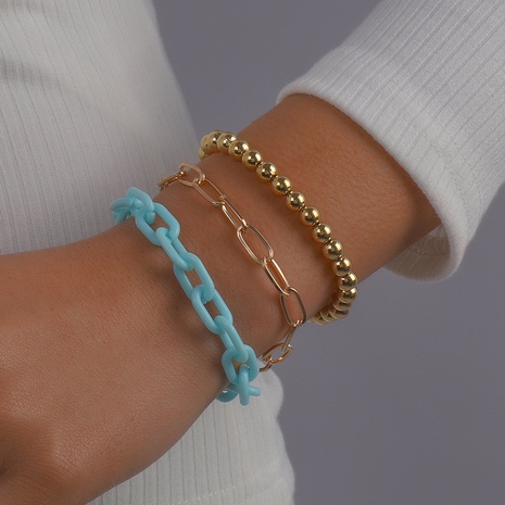 fashion acrylic chain beaded stacked bracelet's discount tags