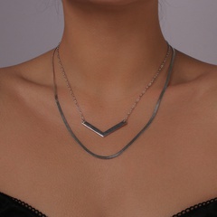simple snake bone alloy double-layer V-shaped geometric necklace