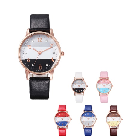 Fashion casual creative three-color dial prismatic glass quartz watch's discount tags