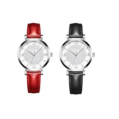new women's fashion diamond-encrusted PU simple scale gypsophila watch