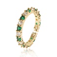 fashion copper microencrusted green and white zircon geometric tail ring femalepicture12