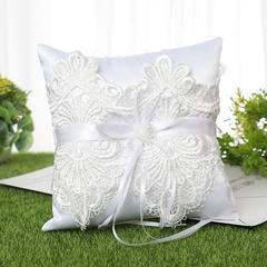 Nueva almohada de anillo creativa, caja de anillo de boda con lazo hueco cuadrado blanco, suministros de boda
