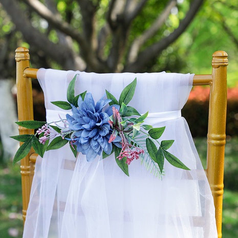 Nueva simulación creativa hotel boda decoración silla espalda flor al por mayor's discount tags